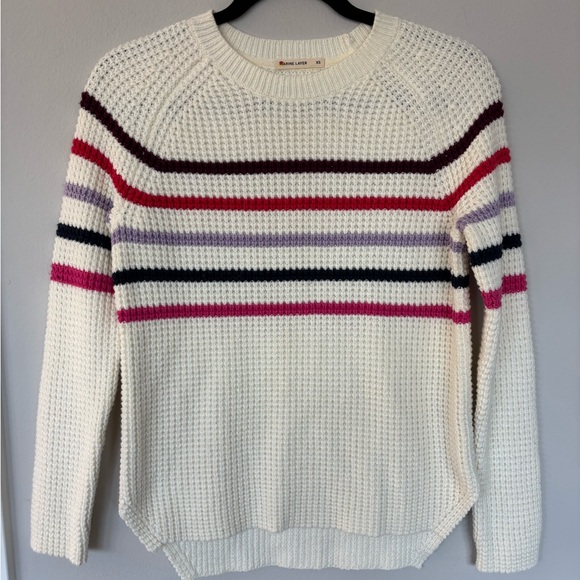 Marine Layer Sweaters - Marine Layer Cream Sweater with Multicolor Stripes